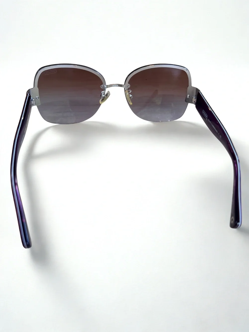COACH Brandi Silver Purple Butterfly Sunglasses HC7011 With Case